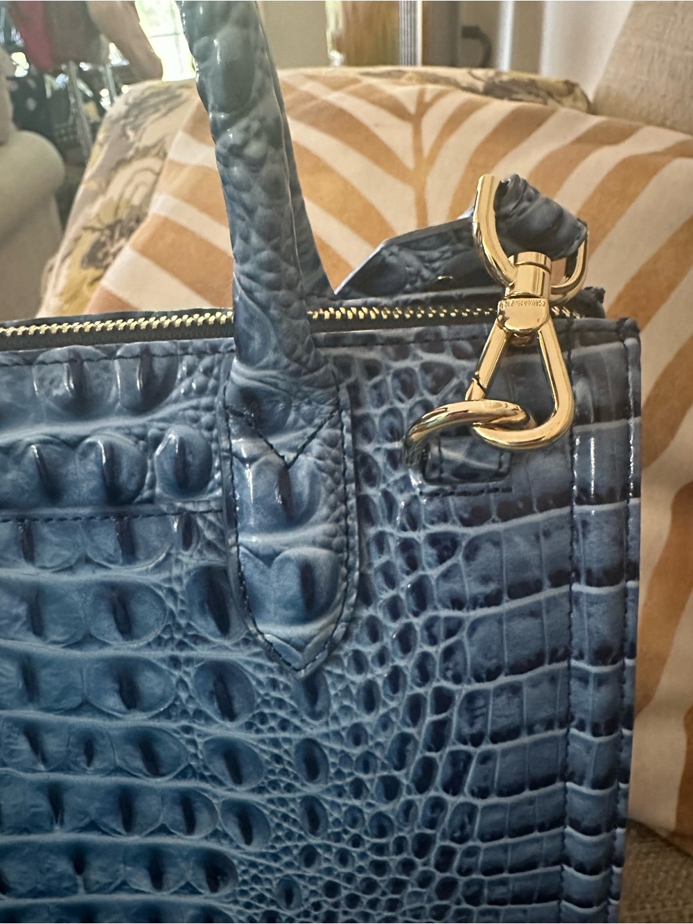 Brahmin Caroline Blue Croc-Embossed Leather Serenade Satchel NWT Bag - Picture 16 of 16